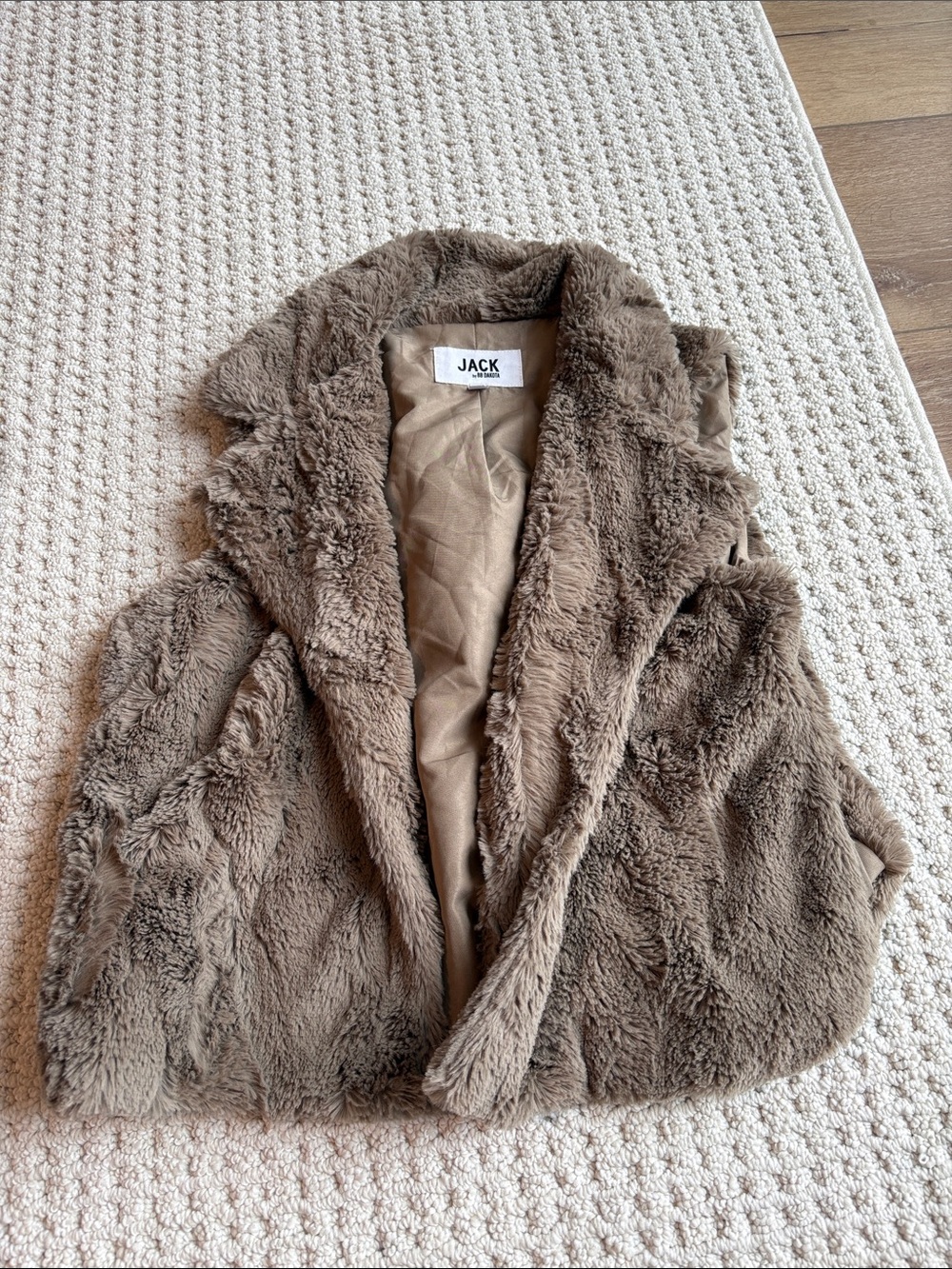 Jack by BB Dakota Taupe Faux Fur Vest